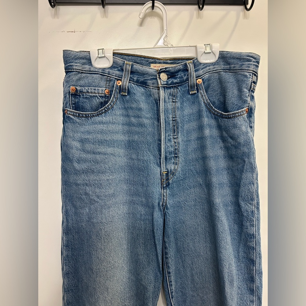 Like New Levi Ribcage High Rise Straight Jeans - Picture 2 of 11
